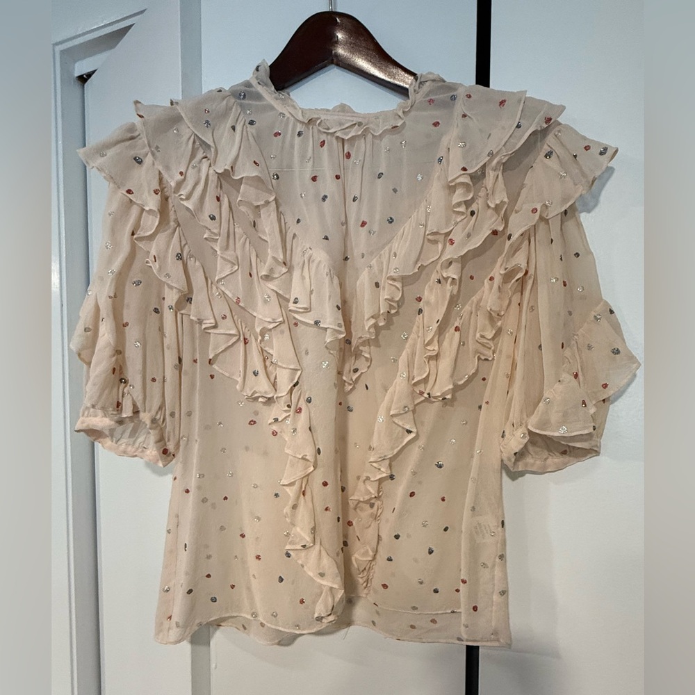 Rebecca Taylor Glitter Gem Silk Top